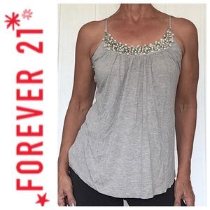 FOREVER 21 EMBELLISHED TANK TOP MEDIUM